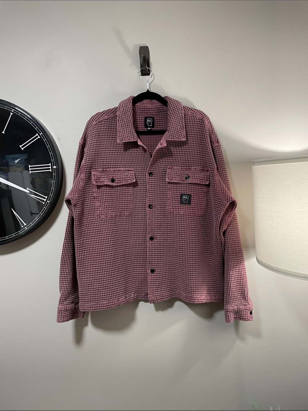 Brain Dead Waffle Button Front Shirt - Raspbery ($335) Unisex - Picture 10 of 16